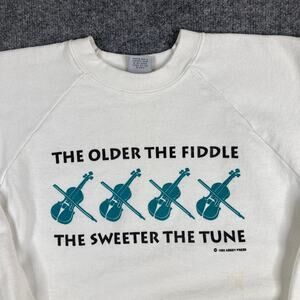 Platinum Sportwear Sweatshirt Mens XL White Fiddle Quote Graphic Music 50/50